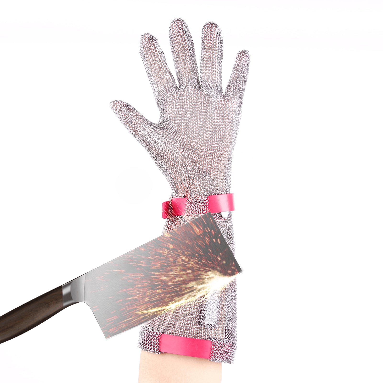 15cm Long Chainmail Glove Stainless Steel Mesh Gloves Highest Level Cut Resistant Gloves x-chainmail