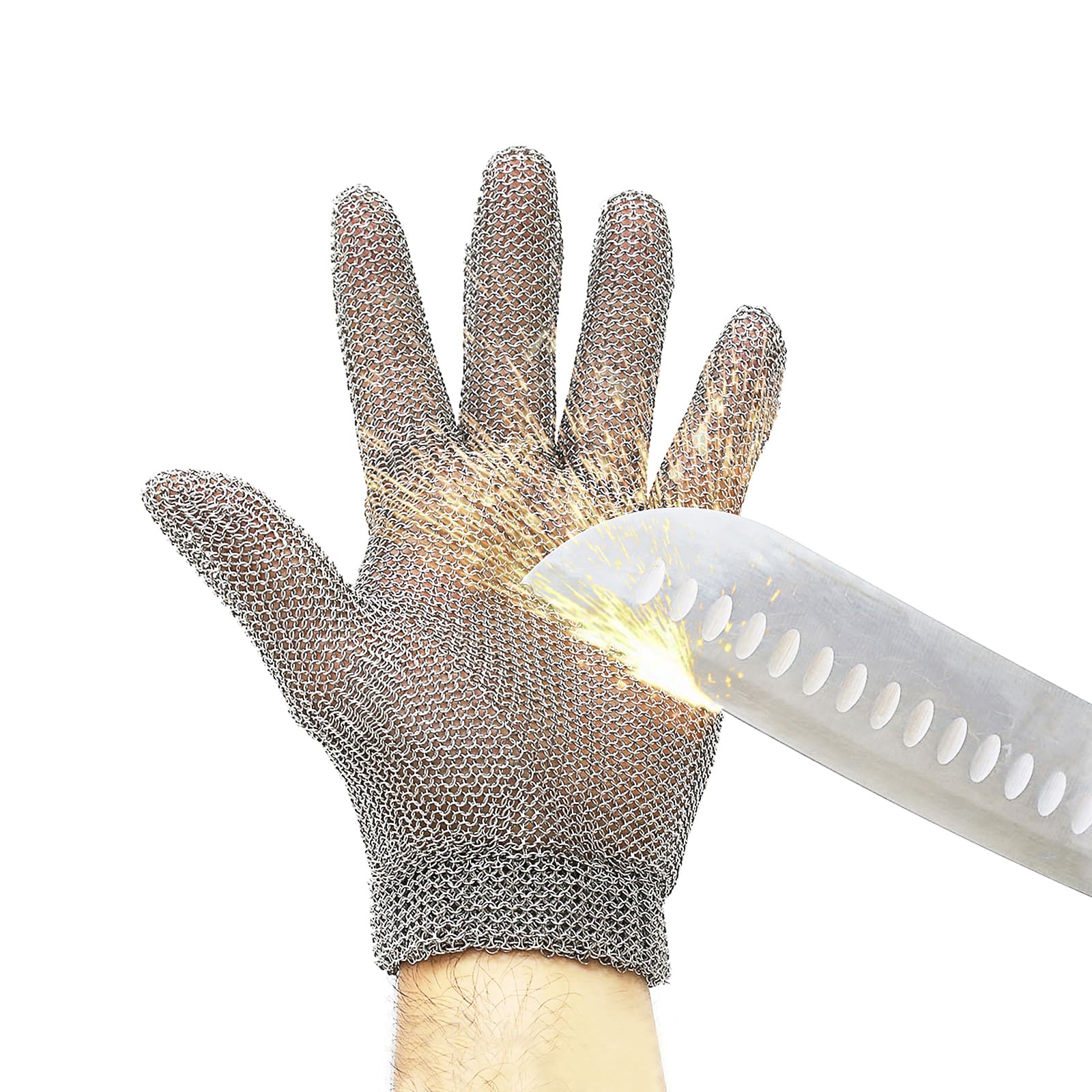 Chainmail Butcher Gloves Mesh Spring Wristband Highest Level Cut Resistant x-chainmail