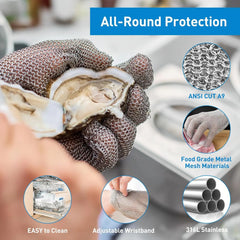 Chainmail Cut Resistant Gloves Butcher Stainless Chain Link Gloves Steel Wristband x-chainmail