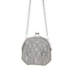 Metallic Chainmail Purse – Retro Silver Mesh Evening Handbag for Women
