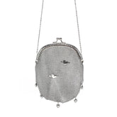 X-Chainmail Clutch Purse | Silver Metal Mesh Evening Bag for Cocktail Party