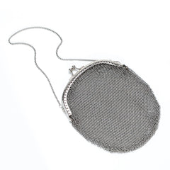 Chainmail Party Bag – Metallic Silver Mesh Evening Handbag for Women