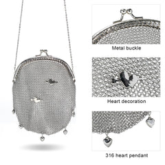 Chainmail Clutch Purse – Silver Metal Mesh Evening Bag for Cocktail Party