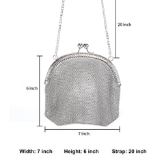 Women's Chainmail Mini Bag – Handmade Metal Mesh Purse, Silver Evening Crossbody Handbag x-chainmail