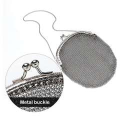 X-Chainmail Party Bag | Metallic Silver Mesh Evening Handbag for Women