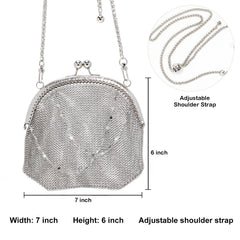 X-Chainmail Handmade Chainmail Purse | Stainless Steel Metal Mesh Bag Elegant Vintage Evening Handbag Fashion Party Clutch for Women