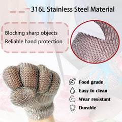 Five Finger Stainless Steel Glove Mesh Food Grade Cut Resisitant Gloves Oyster Shucking x-chainmail
