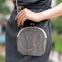 X-Chainmail Handmade Chainmail Purse | Stainless Steel Metal Mesh Bag Elegant Vintage Evening Handbag Fashion Party Clutch for Women