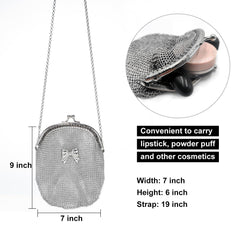 Luxury Chainmail Handbag – Silver Metal Mesh Party Purse for Elegant Women