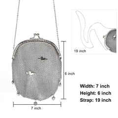 Chainmail Clutch Purse – Silver Metal Mesh Evening Bag for Cocktail Party