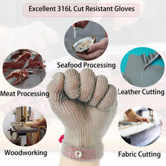 Five Finger Stainless Steel Glove Mesh Food Grade Cut Resisitant Gloves Oyster Shucking x-chainmail