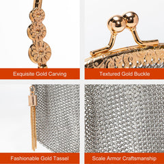 Modern Chainmail Mini Purse – Silver Metal Mesh Bag for Women’s Party, Wedding & Cosplay