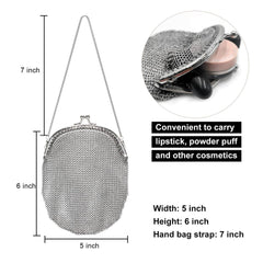 Chainmail Party Bag – Metallic Silver Mesh Evening Handbag for Women