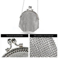 X-Chainmail Silver Chainmail Purse | Handmade Stainless Steel Mesh Evening Bag for Parties
