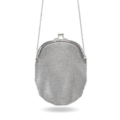 X-Chainmail Party Bag | Metallic Silver Mesh Evening Handbag for Women