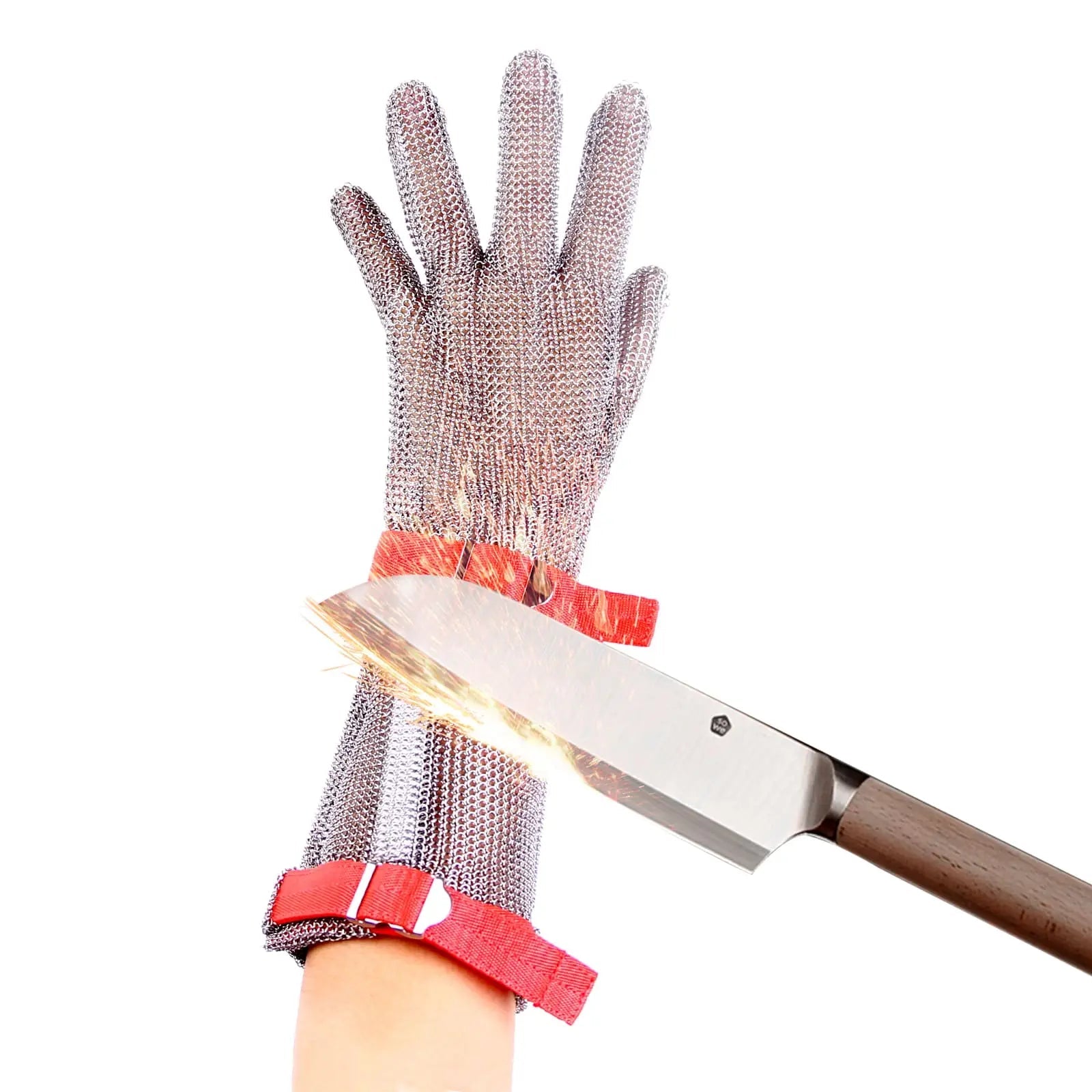 15CM Long Cut Resistant Stainless Steel Metal Mesh Chainmail Glove Butcher Glove x-chainmail