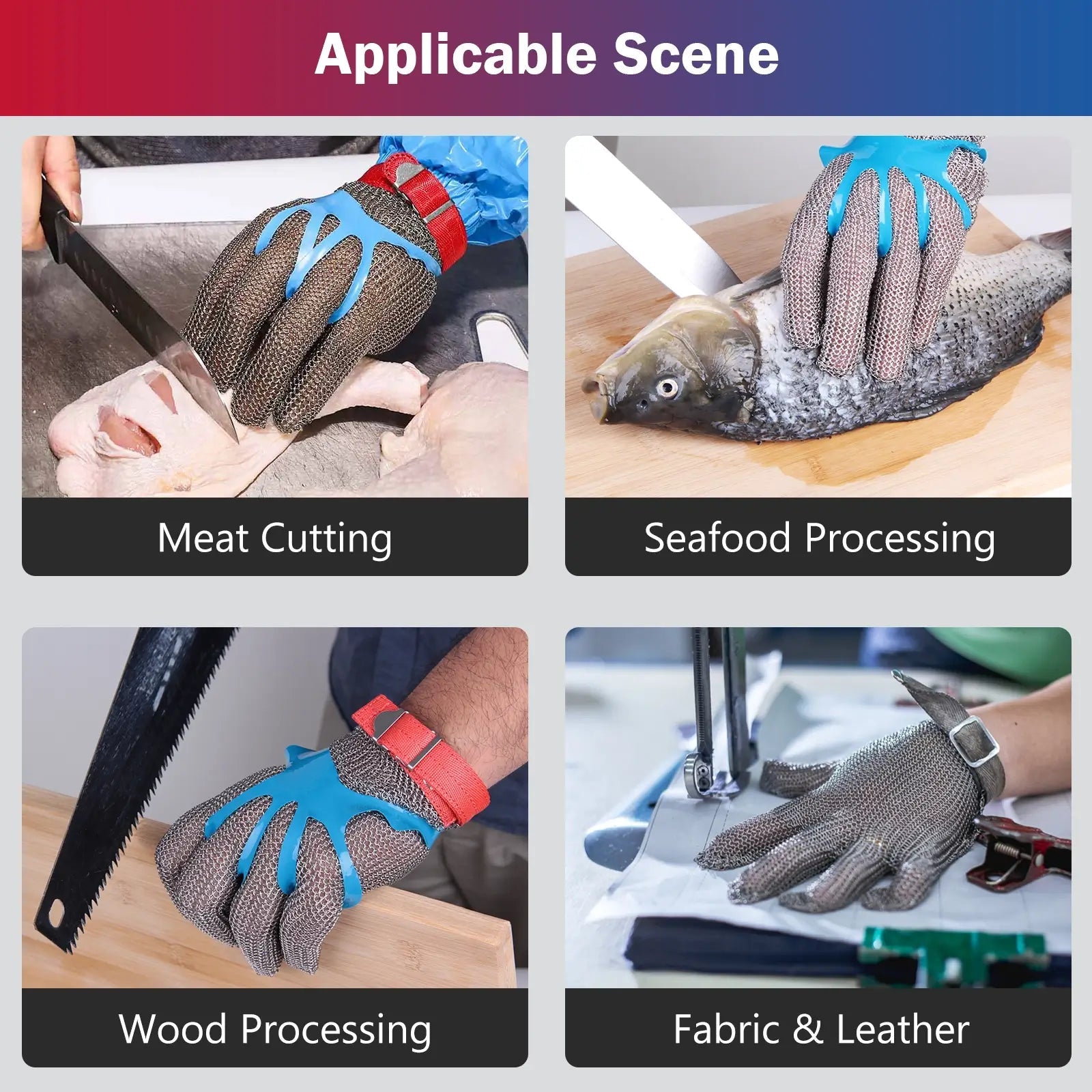 Chainmail Gloves for Butchers Cutting Meat Food Grade Stainless Steel Mesh x-chainmail