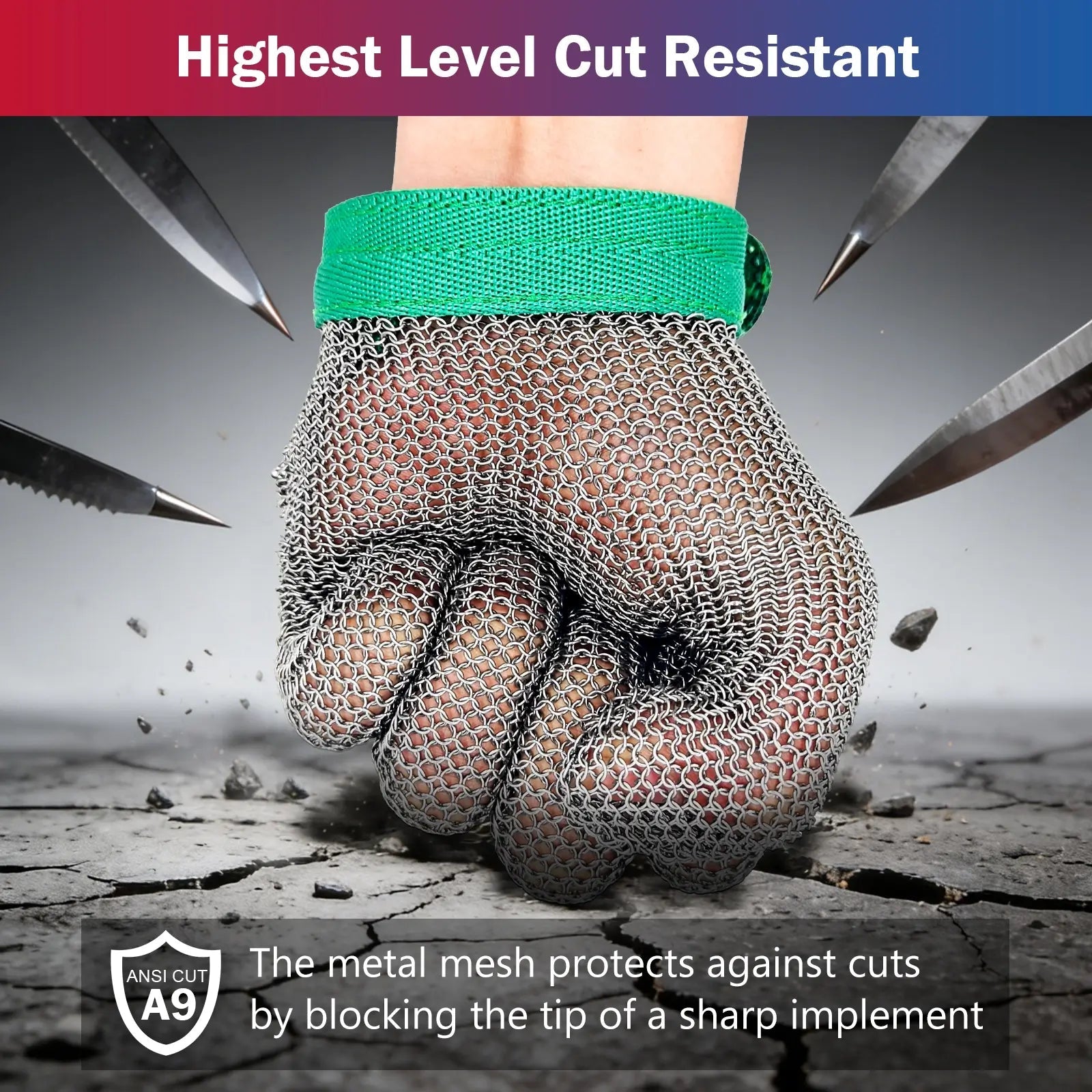 Chainmail Gloves for Butchers Cutting Meat Food Grade Stainless Steel Mesh x-chainmail