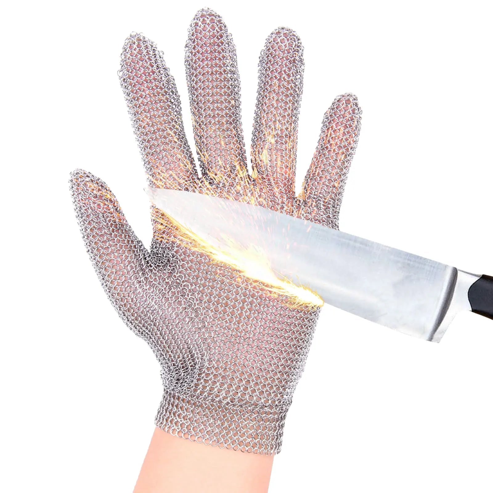 Chainmail Cut Resistant Gloves Butcher Stainless Chain Link Gloves Steel Wristband x-chainmail