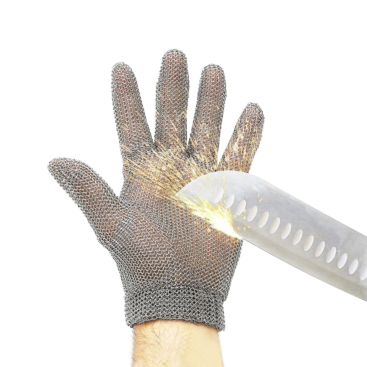 Chainmail Butcher Gloves Mesh Spring Wristband Highest Level Cut Resistant x-chainmail