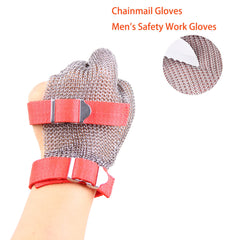 Stainless Steel Mesh Gloves for Cutting Chains Cut Proof Gloves Fabric Wristband