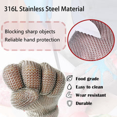 15CM Long Cut Resistant Stainless Steel Metal Mesh Chainmail Glove Butcher Glove x-chainmail