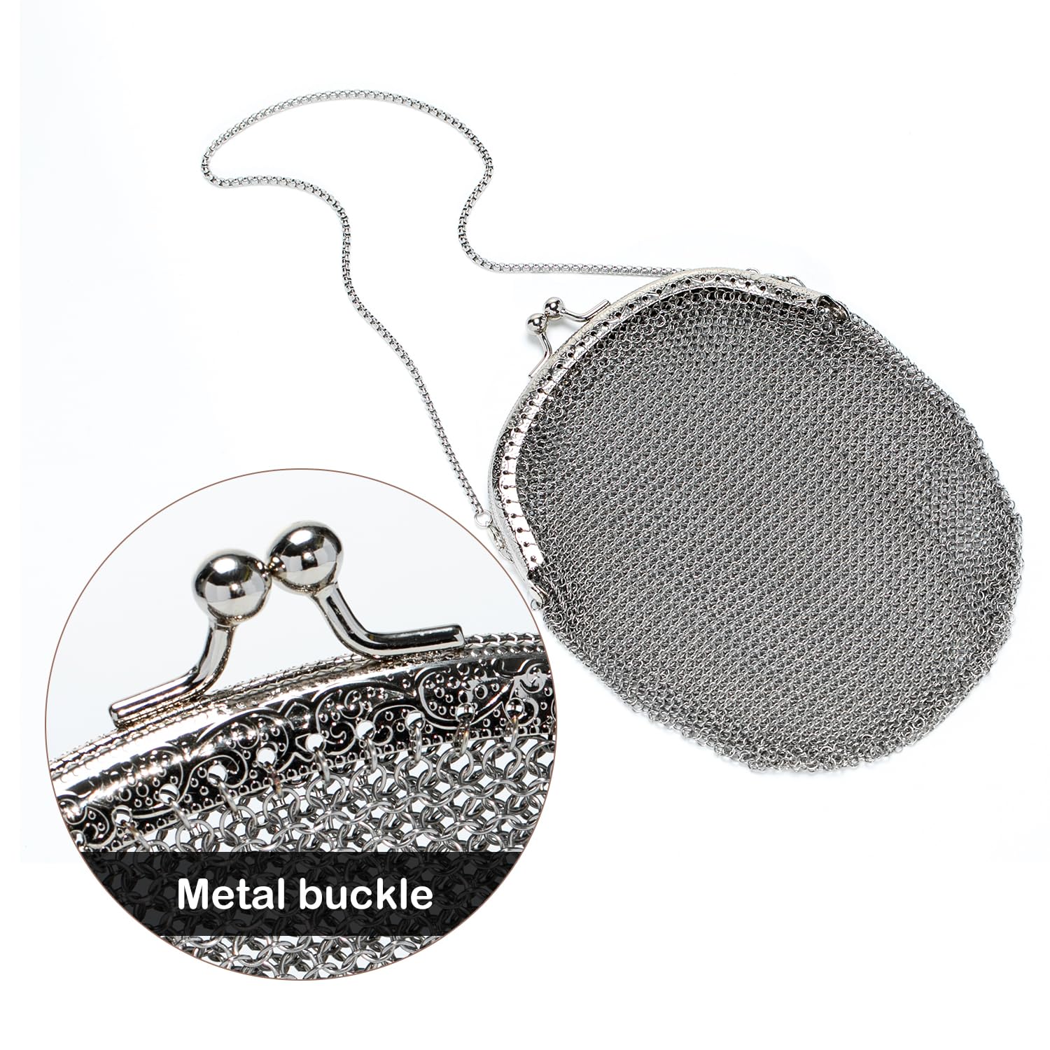 Chainmail Party Bag – Metallic Silver Mesh Evening Handbag for Women