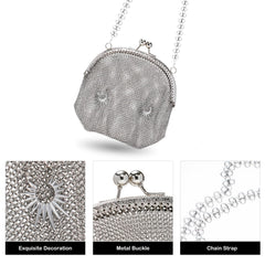 Metallic Chainmail Purse – Retro Silver Mesh Evening Handbag for Women