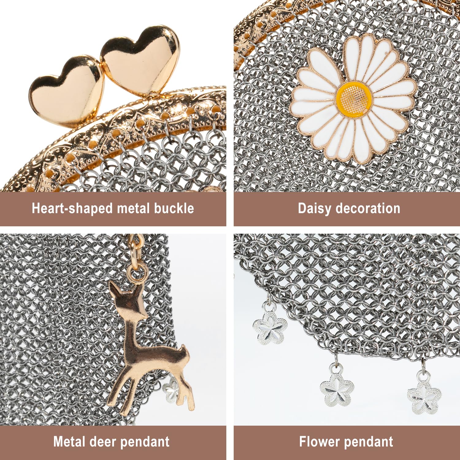 Chainmail Bag for Women – Stainless Steel Metal Mesh Evening Purse Handbag