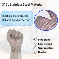 Five Finger 15CM Long Cut Resistant Stainless Steel Metal Mesh Chainmail Glove Butcher Glove With Spring Strap x-chainmail