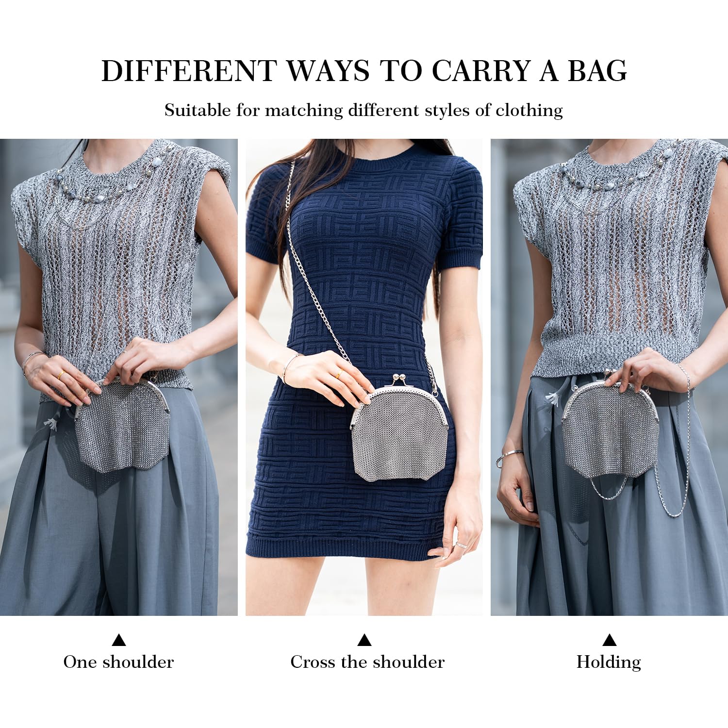 Women's Chainmail Mini Bag – Handmade Metal Mesh Purse, Silver Evening Crossbody Handbag x-chainmail