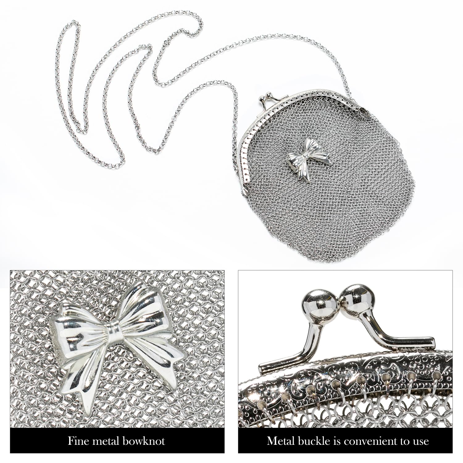 Luxury Chainmail Handbag – Silver Metal Mesh Party Purse for Elegant Women