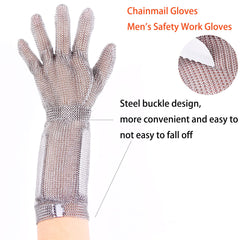 20cm Long Chainmail Meatl Glove Cutting Meat Level 5 Kitchen Cut Resistant Gloves x-chainmail