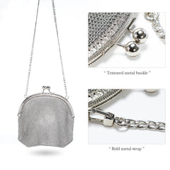 Women's Chainmail Mini Bag – Handmade Metal Mesh Purse, Silver Evening Crossbody Handbag x-chainmail