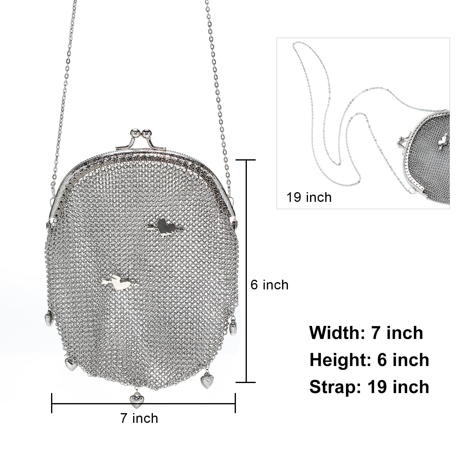 Chainmail Clutch Purse – Silver Metal Mesh Evening Bag for Cocktail Party