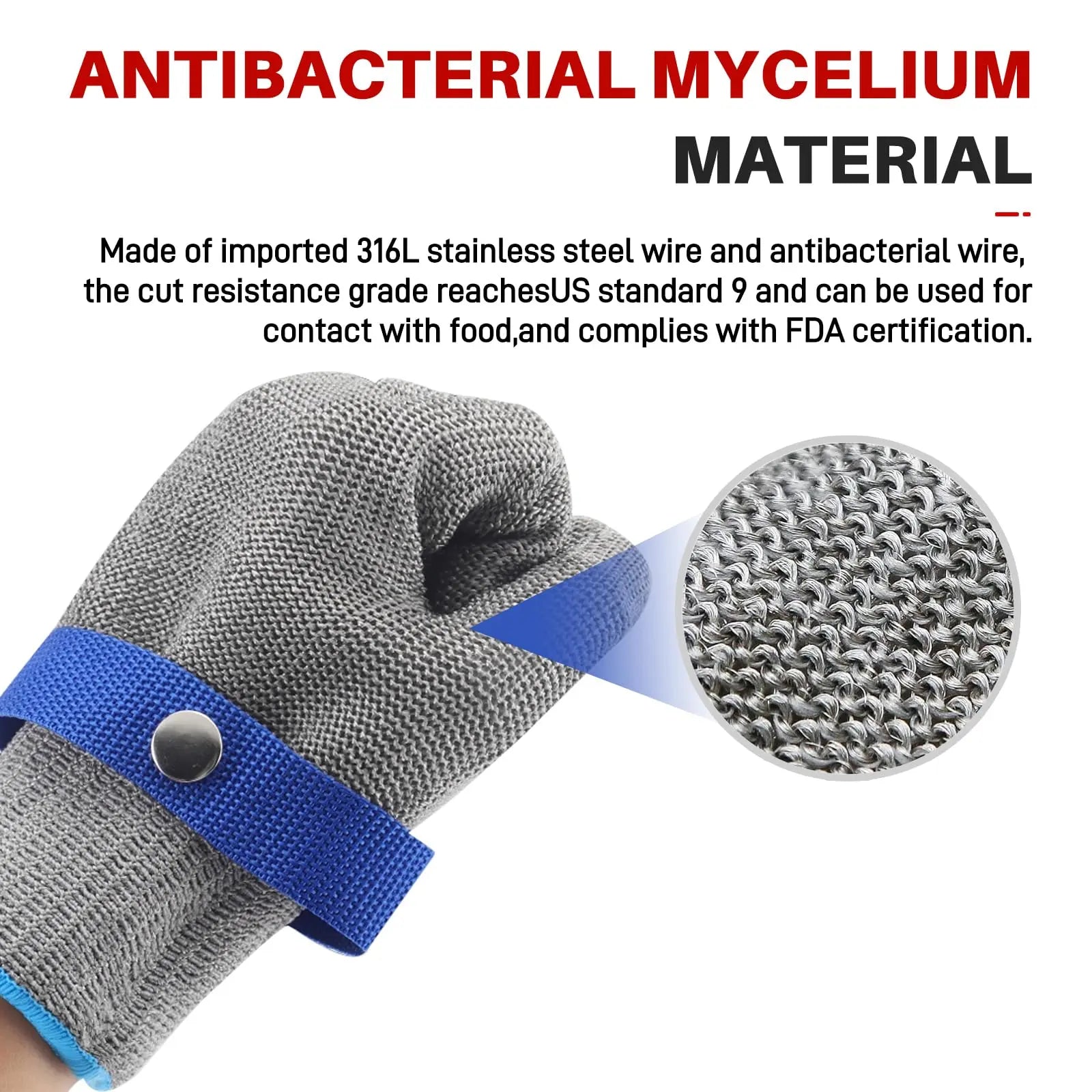 Cut Resistant Gloves cut resistant work gloves Food Grade Stainless Steel Glove ANSI A9 x-chainmail