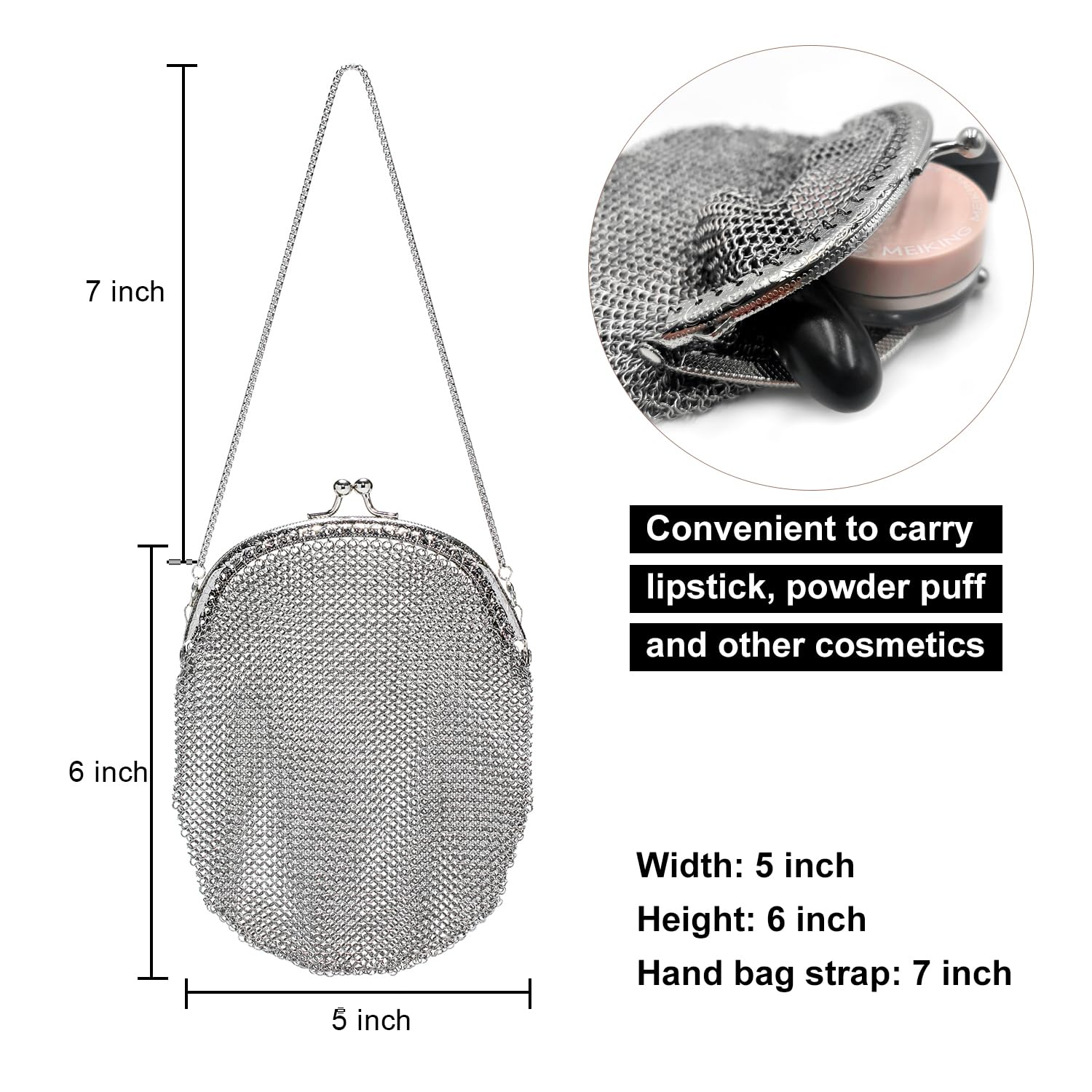 Chainmail Party Bag – Metallic Silver Mesh Evening Handbag for Women