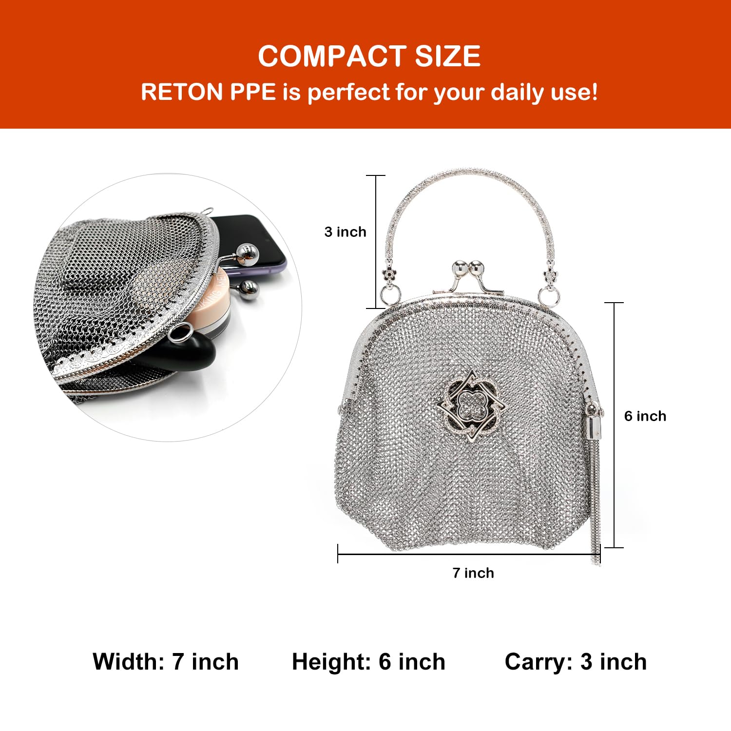 Glam Chainmail Purse – Sparkling Silver Metal Mesh Evening Handbag