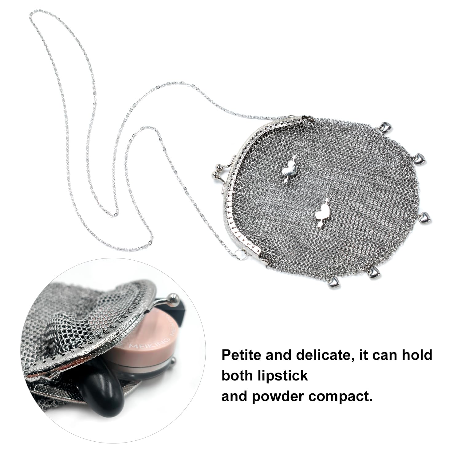 Chainmail Clutch Purse – Silver Metal Mesh Evening Bag for Cocktail Party
