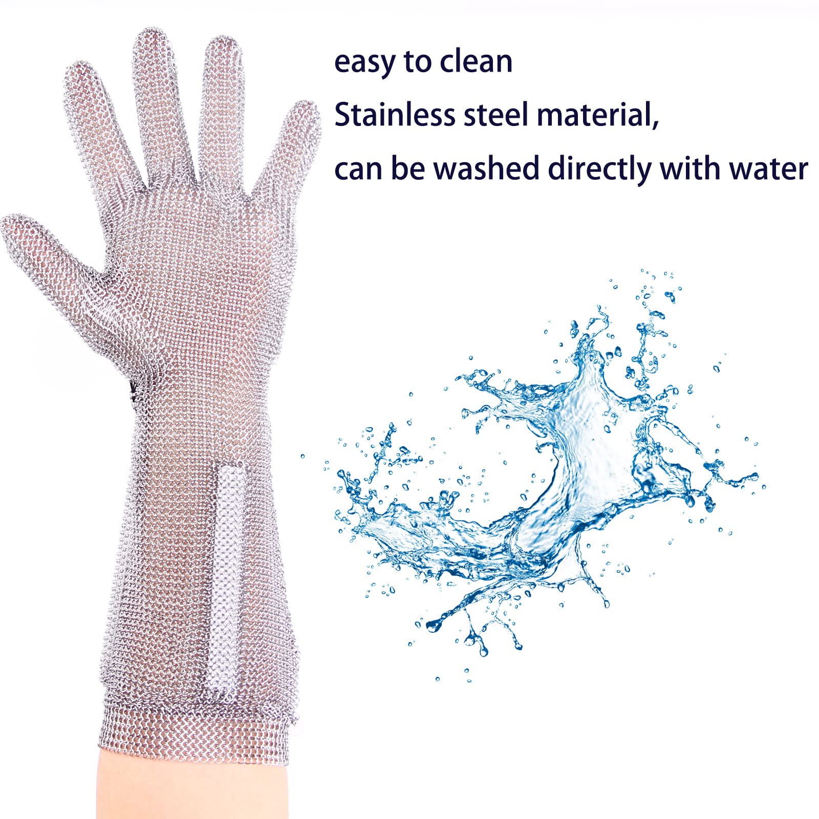 20cm Long Chainmail Meatl Glove Cutting Meat Level 5 Kitchen Cut Resistant Gloves x-chainmail