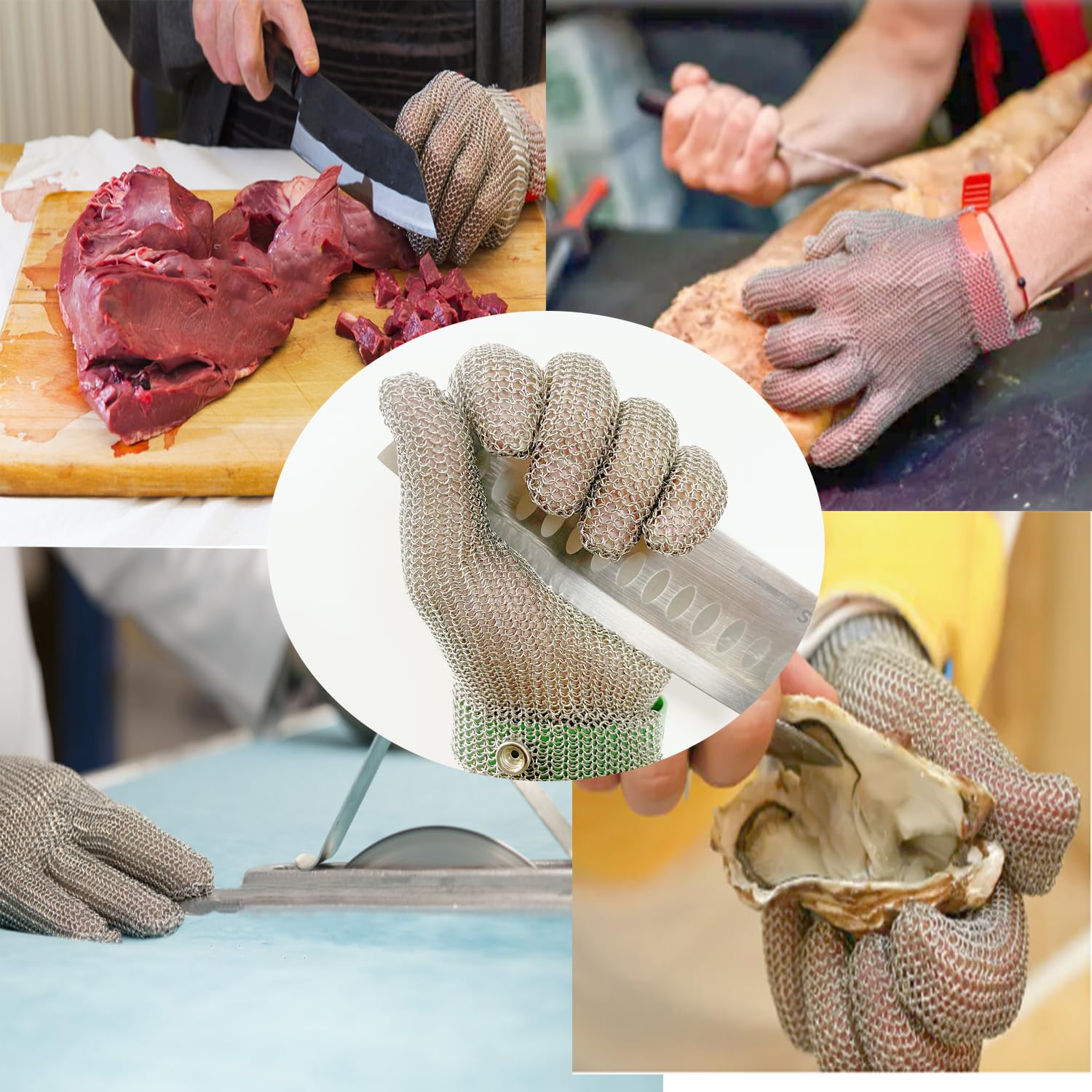 Five Finger Stainless Steel Glove Mesh Food Grade Cut Resisitant Gloves Oyster Shucking x-chainmail