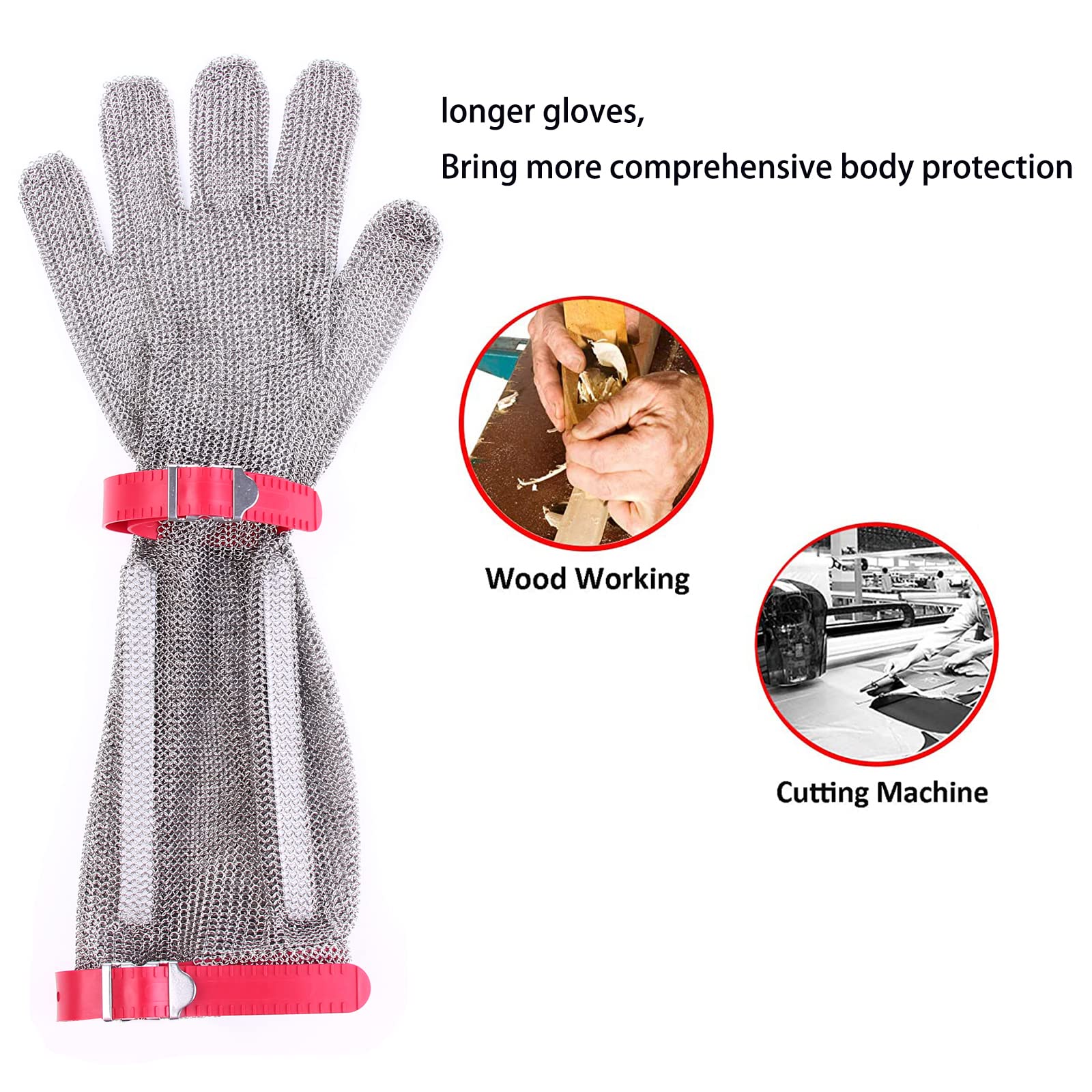 15cm Long Chainmail Glove Stainless Steel Mesh Gloves Highest Level Cut Resistant Gloves x-chainmail