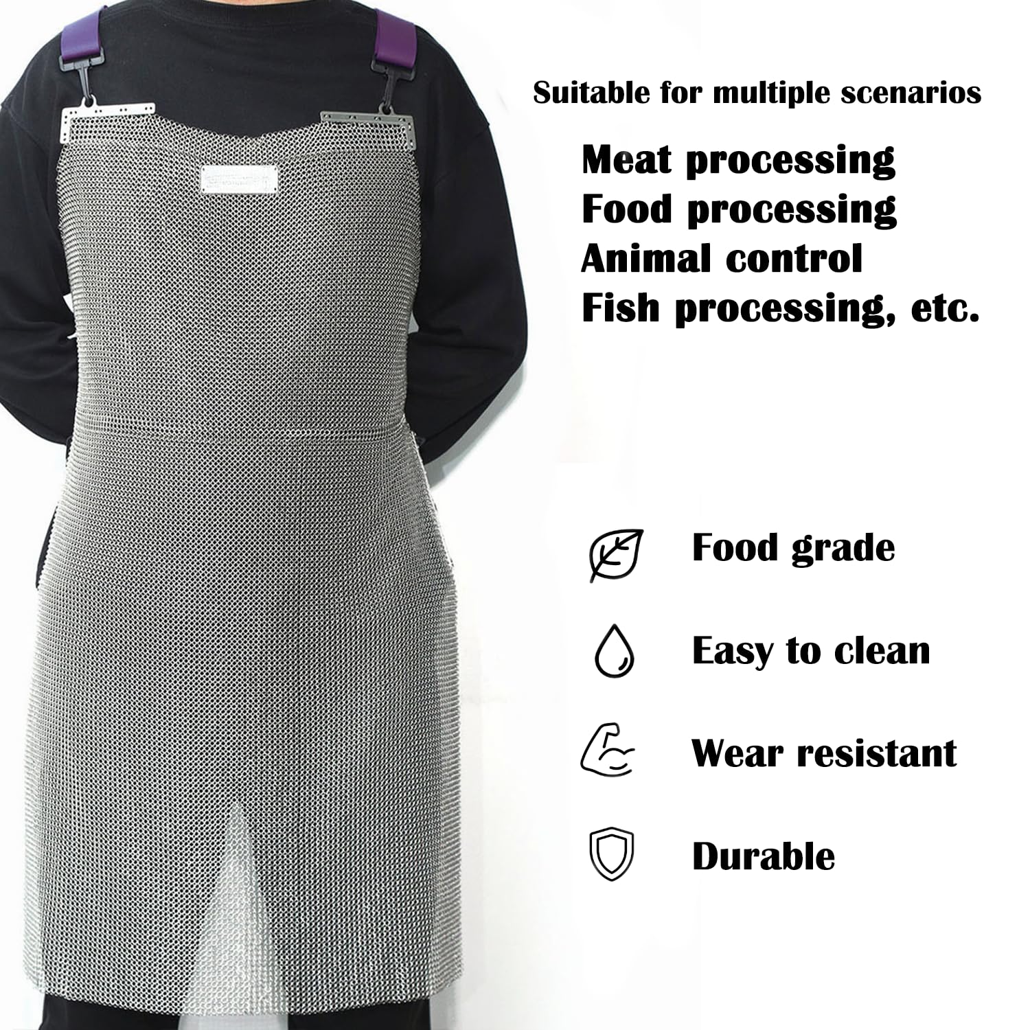 Chainmail Apron for Butcher Cut Resistant Food Grade Adjustable Strap x-chainmail