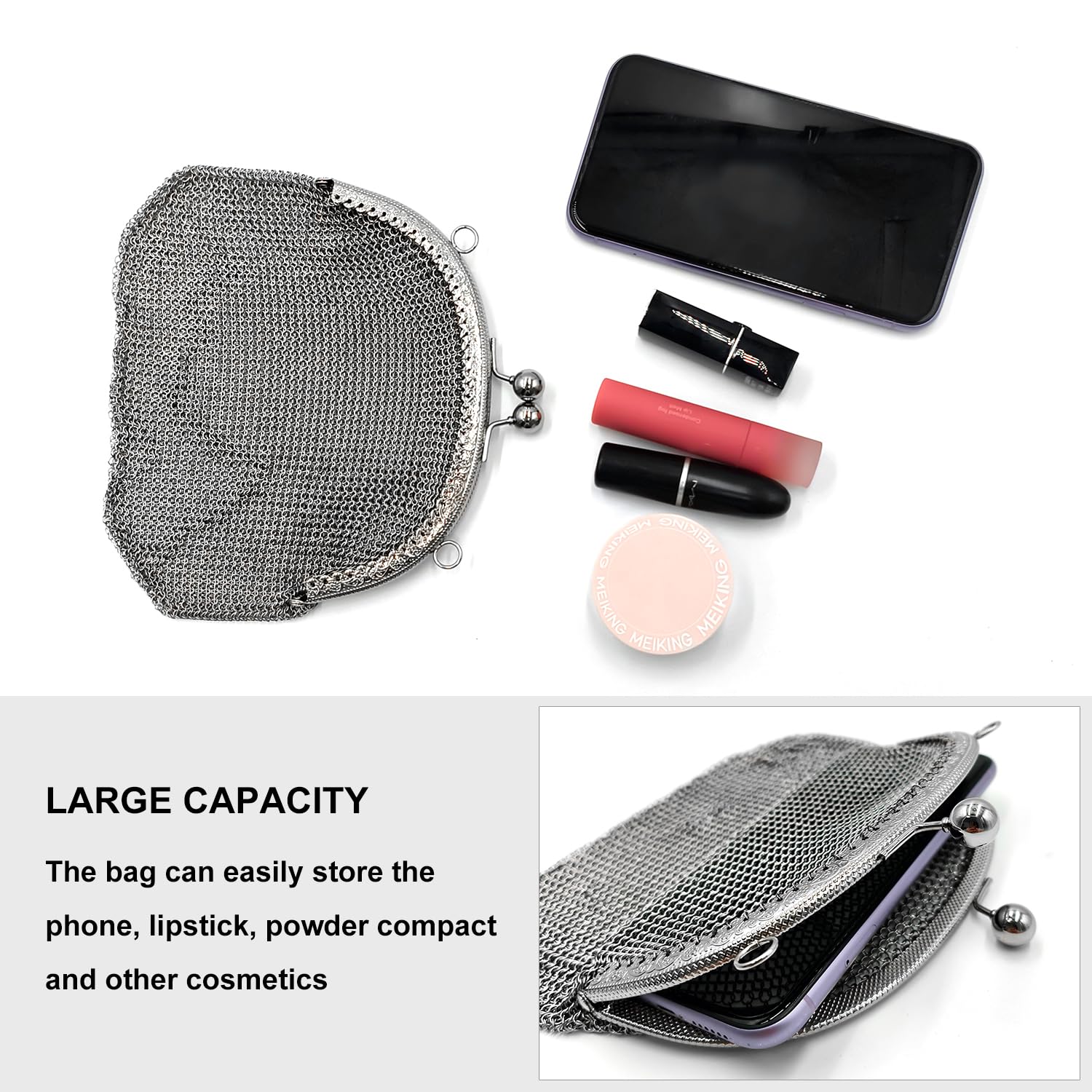 Fashion Chainmail Handbag – Stylish Metal Mesh Purse for Party & Daily Wear