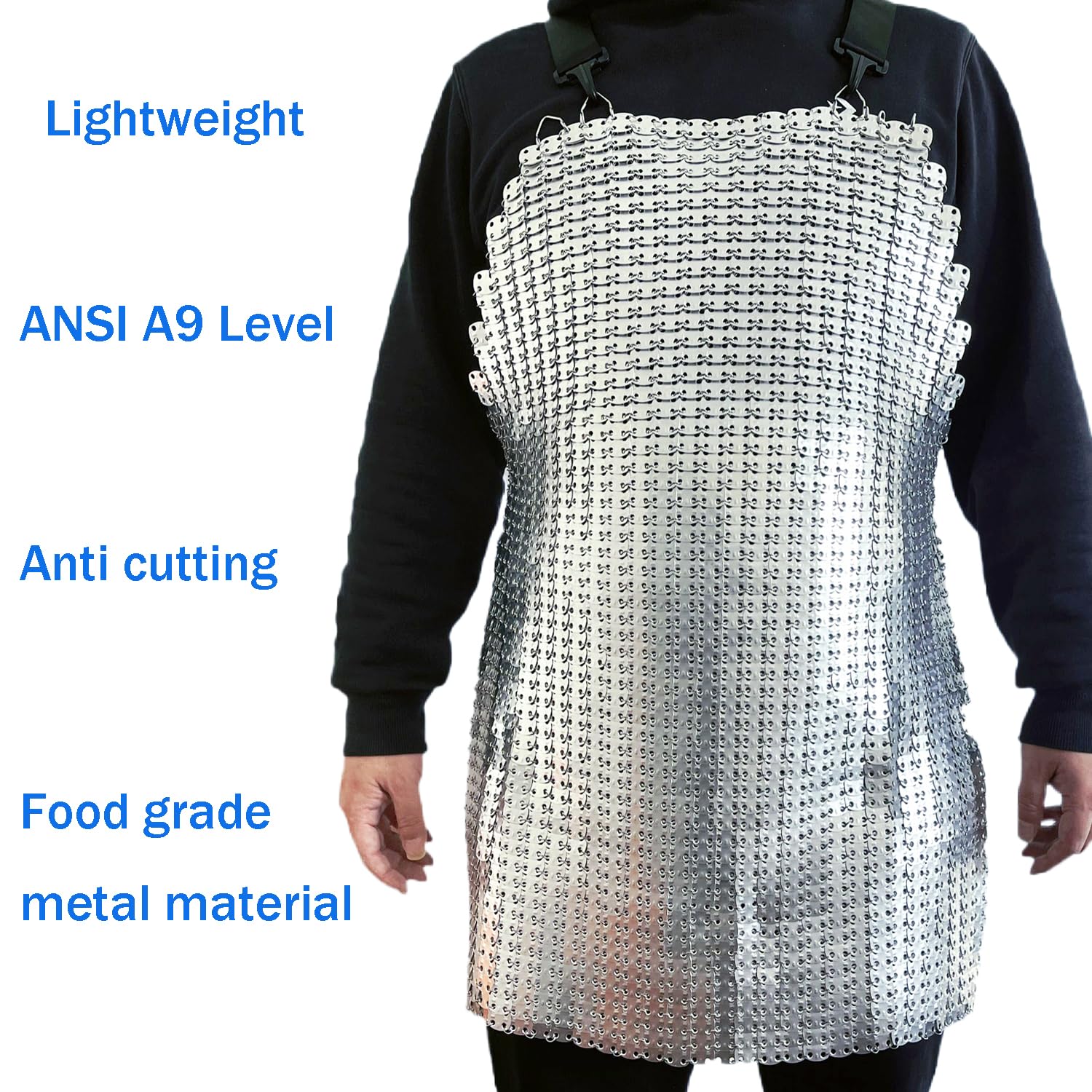 Aluminium Chainmail Cut Resistant Apron Adjustable Shoulder Strap x-chainmail