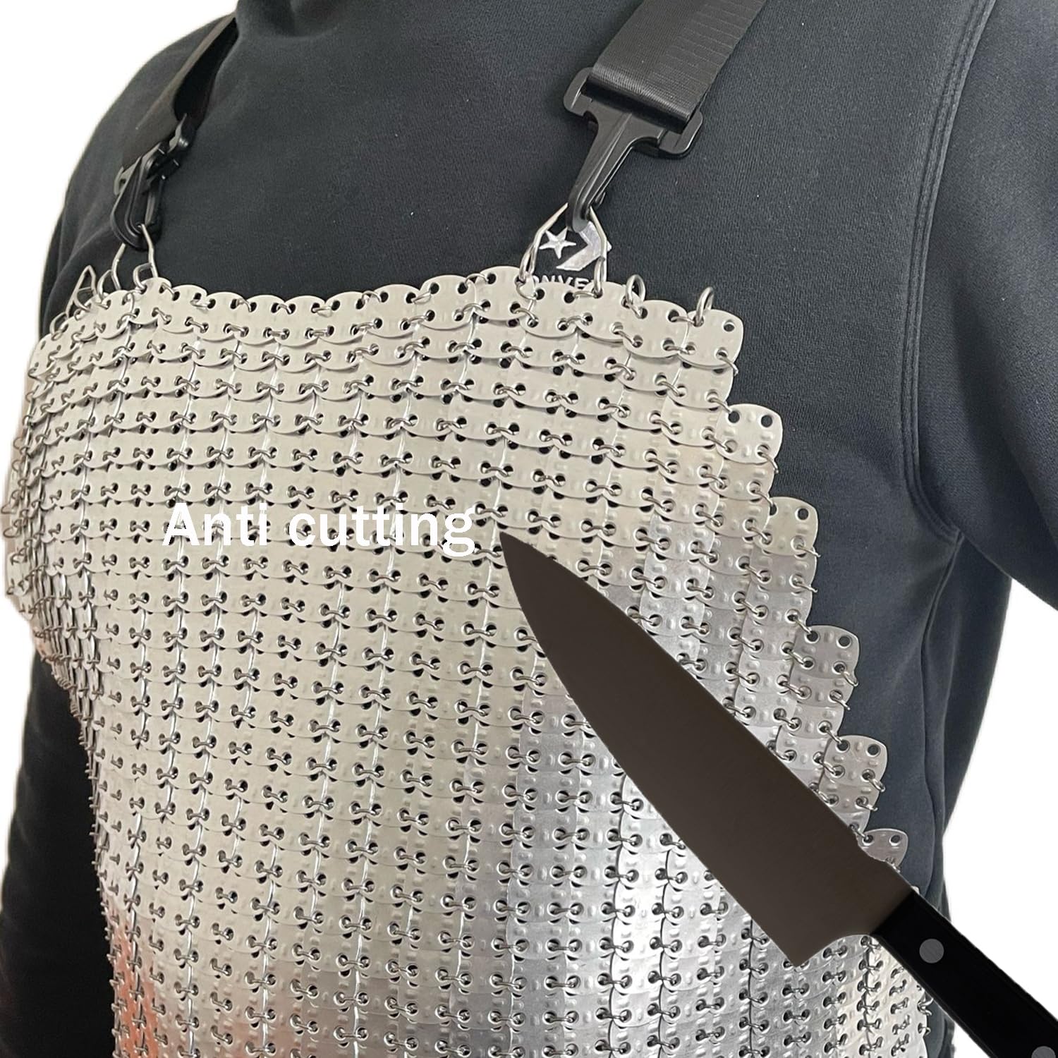 Aluminium Chainmail Cut Resistant Apron Adjustable Shoulder Strap x-chainmail